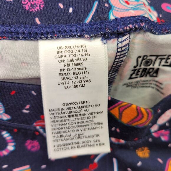 Spotted Zebra Girls Active Stretch Colorful Blue Candy Printed Leggings XXL - Picture 5 of 7